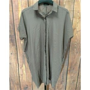 Hatch Dress Muumuu Plus OSFM Green Hidden Buttons